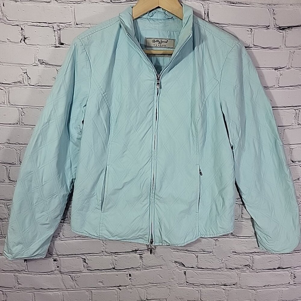 Bobby Jones Women's Water Resistant Silk Jacket Pale Blue Zip Up Size Medium